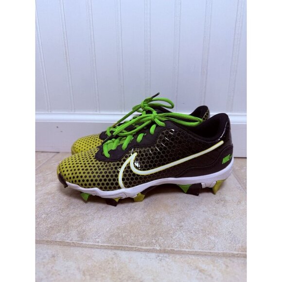 Nike ALPHA HUARACHE 4 KEYSTONE GS 'BLACK OPTI YELLOW' Youth Baseball Cleats 4.5Y - Picture 2 of 13